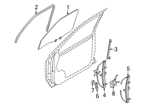 1999 Nissan Pathfinder Front Door - Glass & Hardware Door Window Regulator Assembly, Right Diagram for 80720-0W210