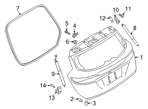 2019 Lincoln MKC Lift Gate Upper Plate Diagram for EJ7Z-78442A38-A