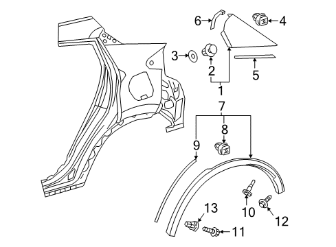 2021 Toyota C-HR Exterior Trim - Quarter Panel Applique Diagram for 62581-F4010