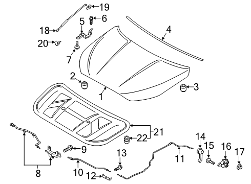 2021 Hyundai Veloster N Hood & Components Latch Assembly-Hood Diagram for 81130-K9000