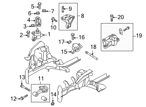 2017 Hyundai Accent Engine & Trans Mounting Stud Diagram for 2167126001