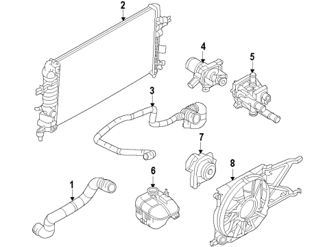 2008 Saturn Astra Cooling System, Radiator, Water Pump, Cooling Fan Fan Shroud Diagram for 13126384