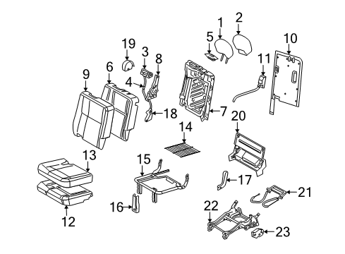 2006 Saturn Relay Rear Seat Components Guide Asm, Rear Seat Head Restraint Adjust Rod Diagram for 89043299