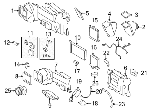 2008 Dodge Sprinter 3500 Auxiliary Heater & A/C Air Conditioner And Heater Actuator Diagram for 68012669AA