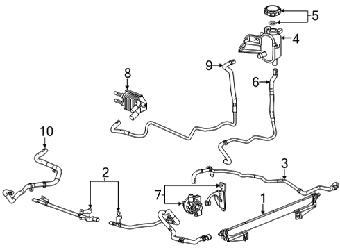 2021 Chevrolet Silverado 3500 HD Radiator & Components Cooler Line Diagram for 84678746