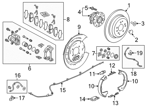 2020 Honda Ridgeline Rear Brakes Bearing Assembly, Rear Hub Diagram for 42200-TJZ-A01