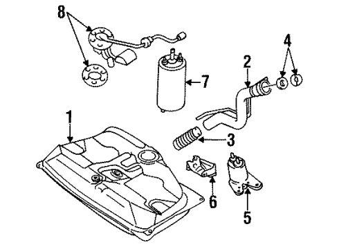1991 Toyota Corolla Fuel Supply Hose, Fuel Tank To Filler Pipe Diagram for 77213-12140