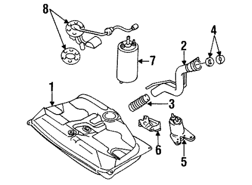 1991 Toyota Corolla Emission Components Hose Diagram for 25695-16050