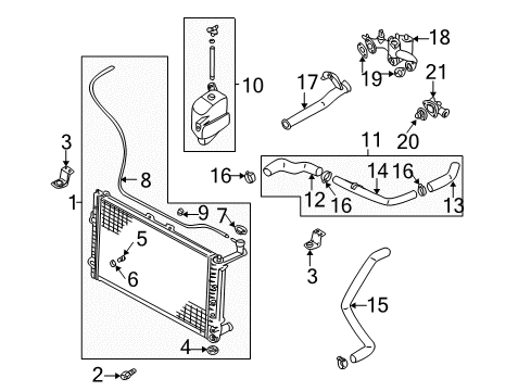 2004 Kia Sedona Radiator & Components Bracket Assembly-Radiator Up Diagram for 0K52Y15330B