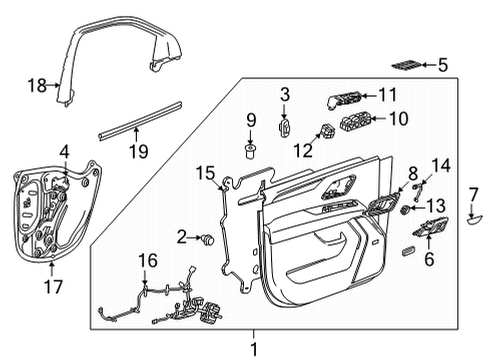 2021 GMC Yukon Interior Trim - Front Door Window Switch Diagram for 84960800