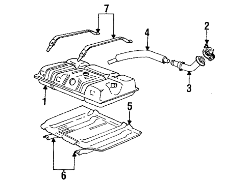 1994 Ford F-350 Fuel System Components Filler Neck Diagram for E7TZ9047D