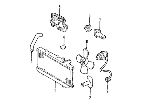 1997 Ford Aspire Cooling System, Radiator, Water Pump, Cooling Fan Water Pump Assembly Diagram for F7BZ8501A
