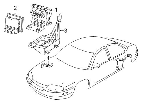 2005 Chevrolet Monte Carlo ABS Components Electronic Brake And Traction Control Module Assembly Diagram for 18078147