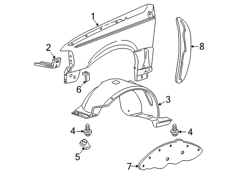 2006 Ford Ranger Fender & Components Fender Diagram for 5L5Z-16006-A