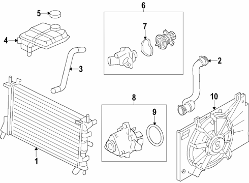 2019 Ford Transit Connect Cooling System, Radiator, Water Pump, Cooling Fan Fan Module Diagram for KV6Z-8C607-B