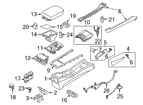 2011 Hyundai Equus Heated Seats Console Assembly-Floor Diagram for 84610-3N100-HZ