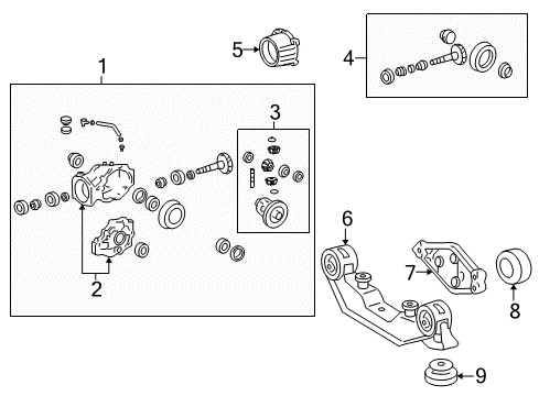 2010 Pontiac Vibe Axle & Differential - Rear Support, Differential Carrier Diagram for 88975543