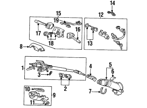 1995 Honda Accord Steering Column, Steering Wheel & Trim Switch, Steering Diagram for 35130-SV4-003