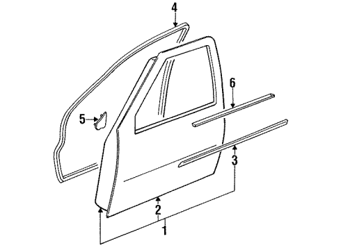 1989 Nissan D21 Door & Components, Exterior Trim WEATHERSTRIP-Front Door LH Diagram for 80831-01G05
