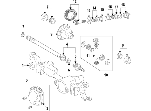 2019 Ram 3500 Front Axle, Differential, Propeller Shaft U-Joint Kit Diagram for 68452776AB