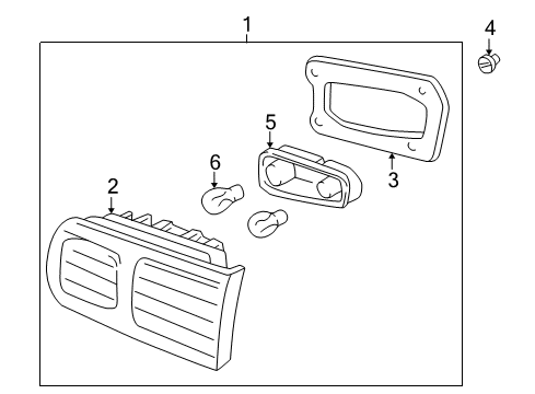 1997 Acura Integra Tail Lamps Housing, Passenger Side Diagram for 34151-ST8-A01