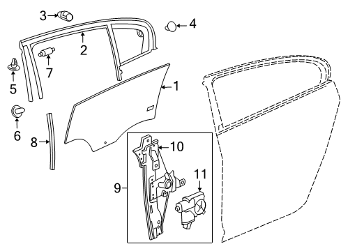 2014 Buick Regal Rear Door - Glass & Hardware Regulator Assembly Diagram for 22862887