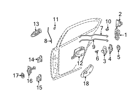 1999 Oldsmobile Alero Front Door Handle, Rear Side Door Inside Diagram for 22657447