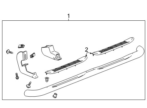 2011 Chevrolet Silverado 3500 HD Running Board Step Bar Assembly Diagram for 19213584