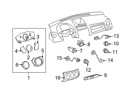 2010 Scion xD A/C & Heater Control Units Cluster Lens Diagram for 83832-52N10