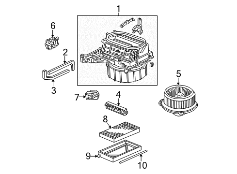 2003 Honda Element A/C & Heater Control Units Blower Sub-Assy. Diagram for 79305-SCV-A01