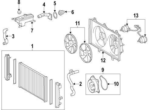 2019 Lexus NX300 Cooling System, Radiator, Water Pump, Cooling Fan Shroud, Fan Diagram for 16711-36210