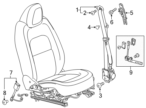 2015 GMC Canyon Seat Belt Seat Belt Assembly Upper Bolt Diagram for 11561897