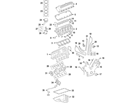 2010 Ford Mustang Engine Parts, Mounts, Cylinder Head & Valves, Camshaft & Timing, Oil Pan, Oil Pump, Crankshaft & Bearings, Pistons, Rings & Bearings, Variable Valve Timing Rear Main Seal Retainer Diagram for 6L3Z-6K301-AA