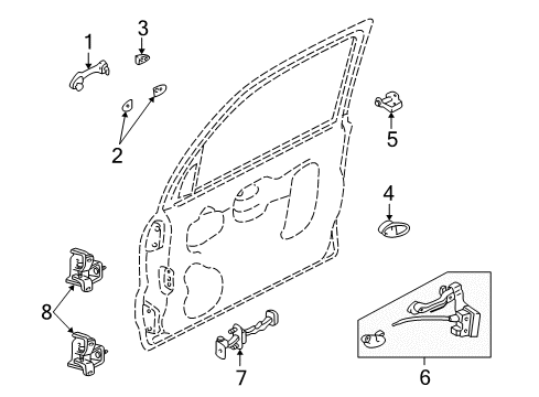 2005 Mercury Mariner Front Door - Lock & Hardware Latch Assembly Diagram for 5E6Z-78219A65-AB