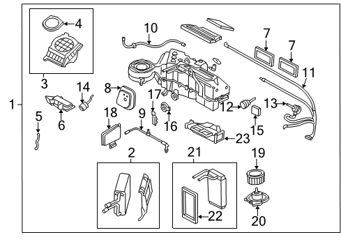 2005 Ford Expedition Air Conditioner Evaporator Assembly Diagram for 6L1Z-19B555-CA