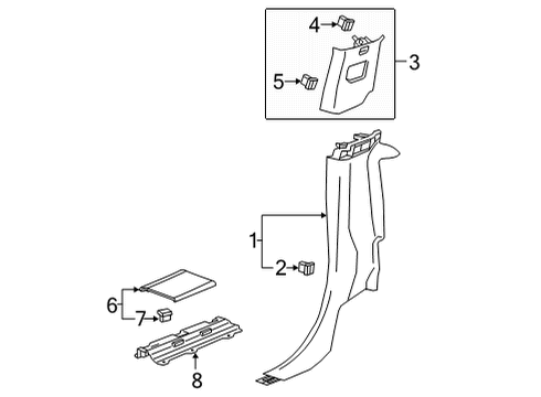 2020 Chevrolet Silverado 2500 HD Interior Trim - Cab Lock Pillar Trim Diagram for 84640157