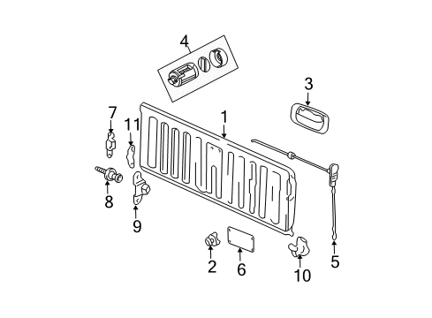 2012 Chevrolet Colorado Tail Gate Striker Diagram for 25799749