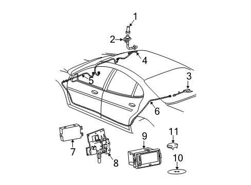 2008 Pontiac Grand Prix Navigation System Mast Diagram for 20842596