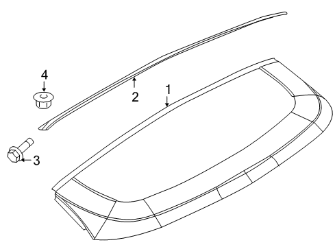 2011 Lincoln MKT Rear Spoiler Spoiler Weatherstrip Diagram for AE9Z-7443720-A