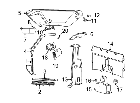 2001 Ford Ranger Interior Trim - Cab Scuff Plate Diagram for 4L5Z-1313208-AAB