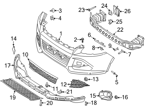 2013 Ford Escape Front Bumper Bracket Bolt Diagram for -W715585-S442