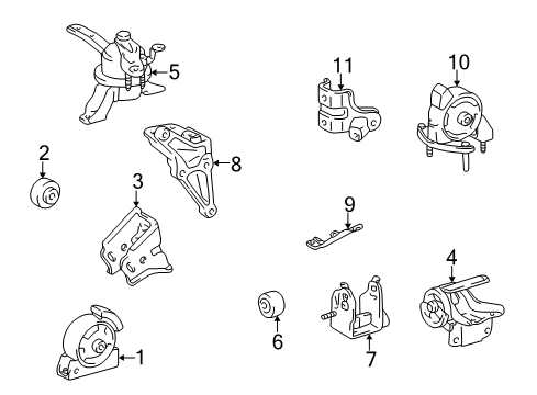1999 Toyota Corolla Engine & Trans Mounting Stay Diagram for 12318-15080