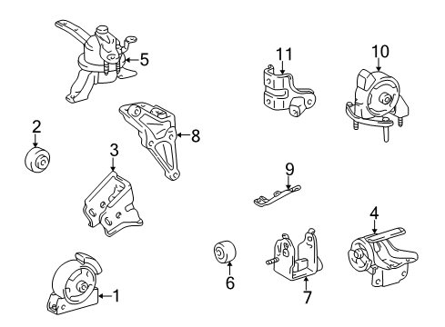 1999 Toyota Corolla Engine & Trans Mounting Side Mount Bracket Diagram for 12325-15090