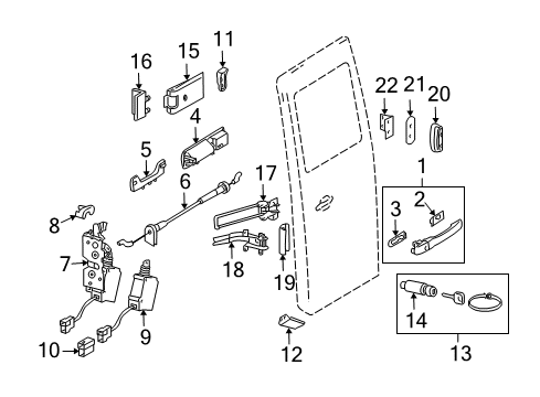 2004 Dodge Sprinter 2500 Rear Loading Door - Lock & Hardware Rear Door Hinge Diagram for 5104378AA