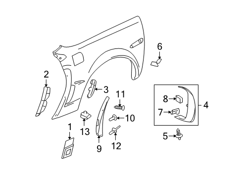 2009 Chevrolet Corvette Exterior Trim - Quarter Panel Socket & Wire Nut Diagram for 11589259