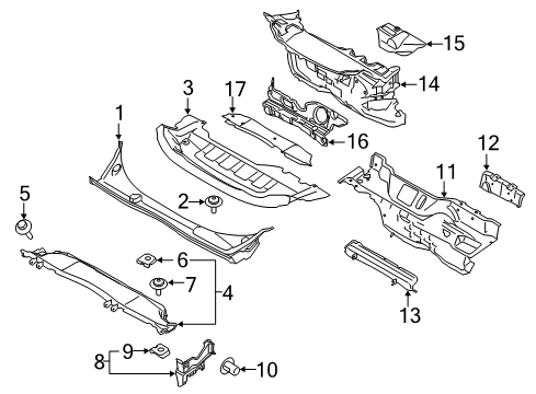 2014 Ford Transit Connect Cowl Under Cover Bolt Diagram for -W712781-S442