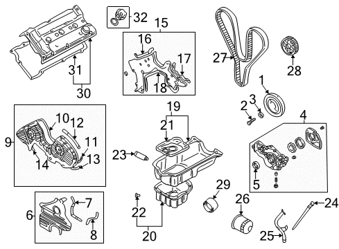 2007 Hyundai Tiburon Filters Fuel Filter Intake Assembly Diagram for 31911-2C000