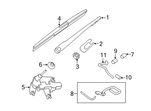 2017 Infiniti QX50 Wiper & Washer Components Back Window Washer Nozzle Assembly Diagram for 28970-1BA0A