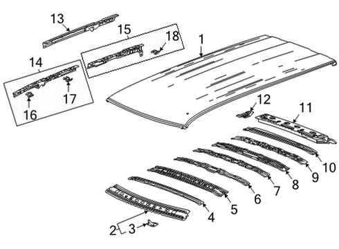 2021 Cadillac Escalade ESV Roof & Components Bracket Diagram for 84333126