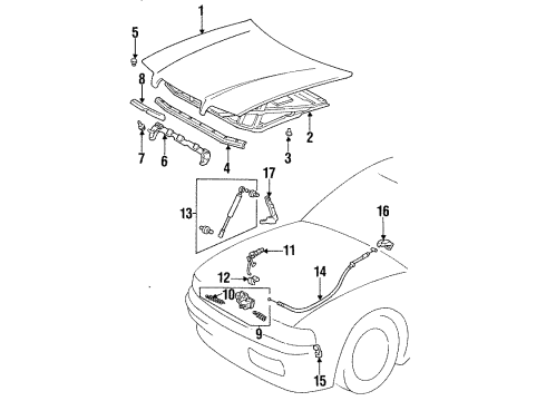 1993 Lexus GS300 Hood & Components Cable Assy, Hood Lock Control Diagram for 53630-30180